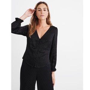 Madewell Smocked-Sleeve Daylight Top in Woven Dot
